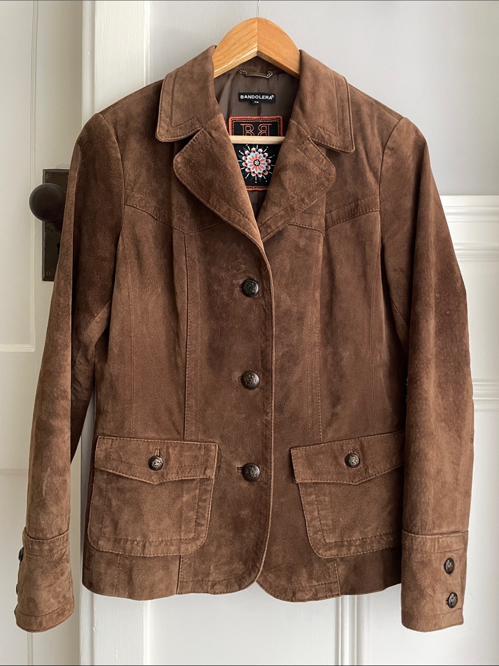 Vintage 90s/Y2K Bandolera Brown Suede Jacket -Small